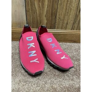 DKNY Womens Shoes Size 6.5 Pink Silver Black Slip On Pull Tab